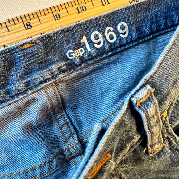 Gap 1969 Jeans Mens 31x32 Skinny Pool Shark Wash Distressed - Picture 14 of 15